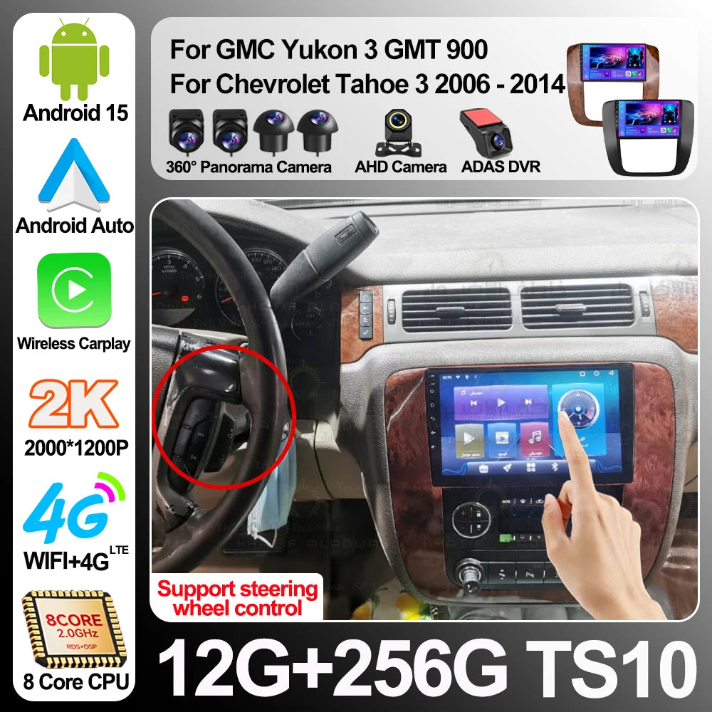 Android 16 For Gmc Yukon 3 Gmt 900 For Chevrolet Tahoe 3 2006-2014 Car Radio Multimedia Vi | AUTOKITSHOP