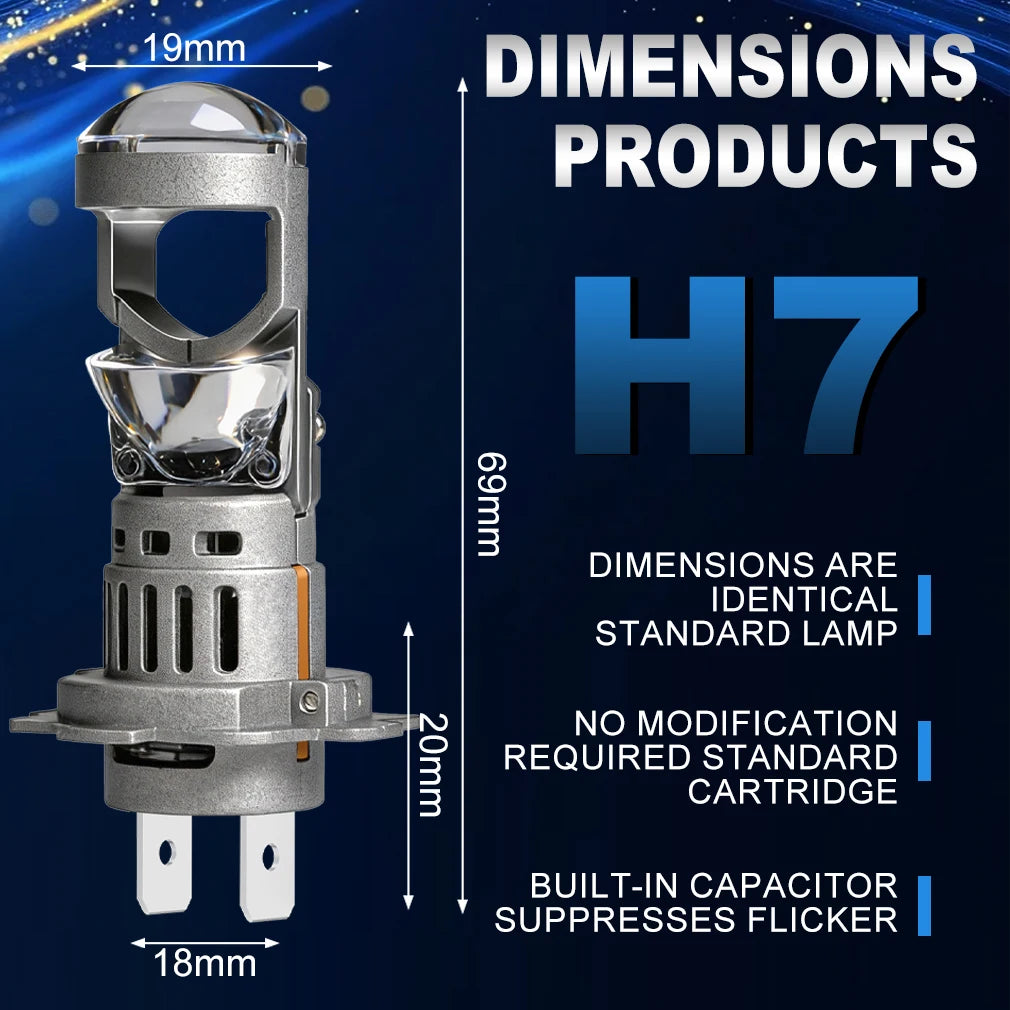 XSTORM H7 LED Headlight Projector Lens Canbus 20000LM 80W LED H7 Light Hi/Low Beam Lamp Ca