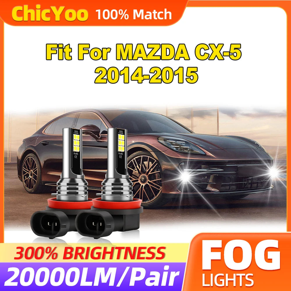 60W H8 H9 H11 LED Fog Lights 20000LM Super Bright Auto Fog Lamps 12V 6000K White Canbus No