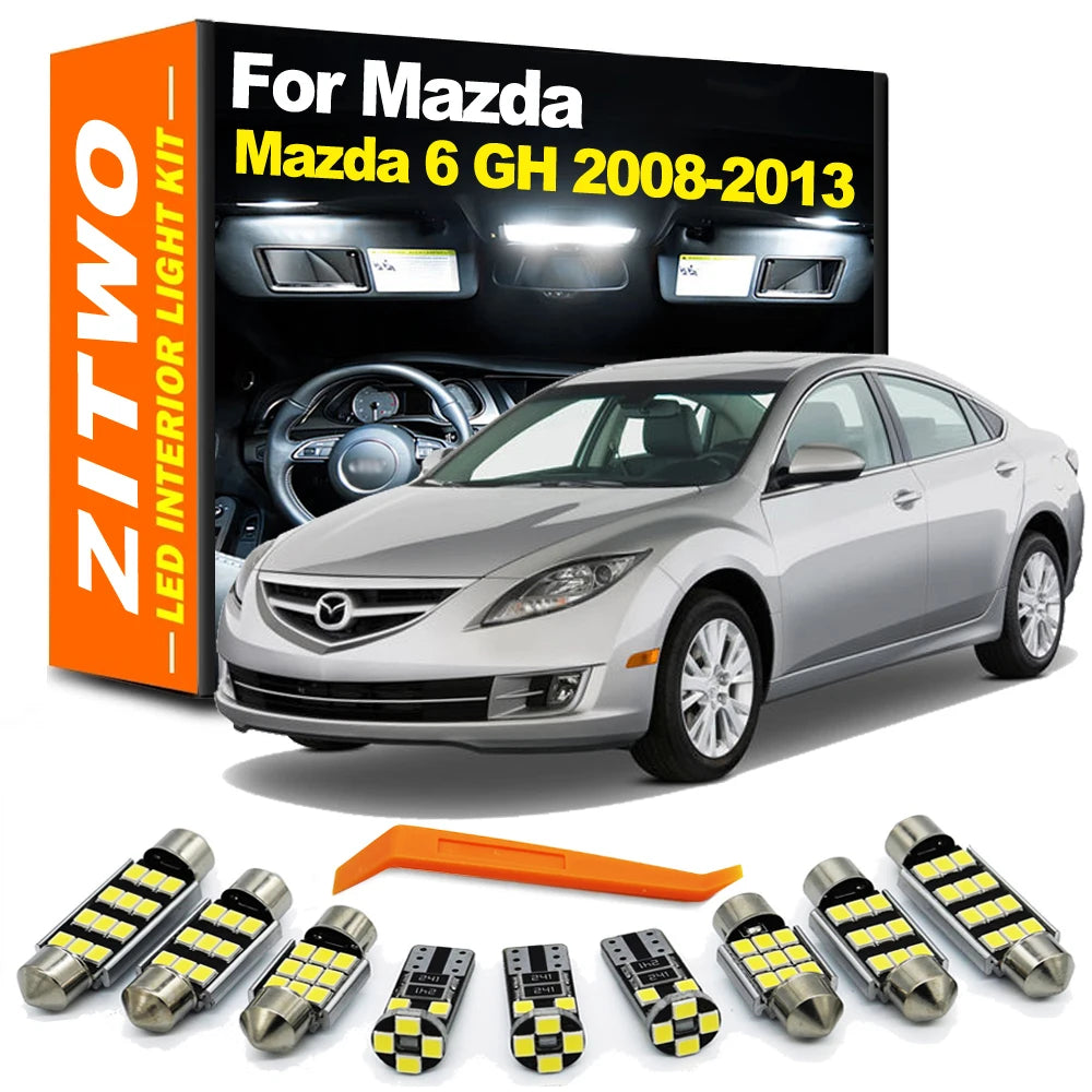 ZITWO 13Pcs LED Interior Light License Plate Lamp Kit For Mazda 6 Mazda6 MK2 GH  for Mazda MK2 - Canbus LED Car Light