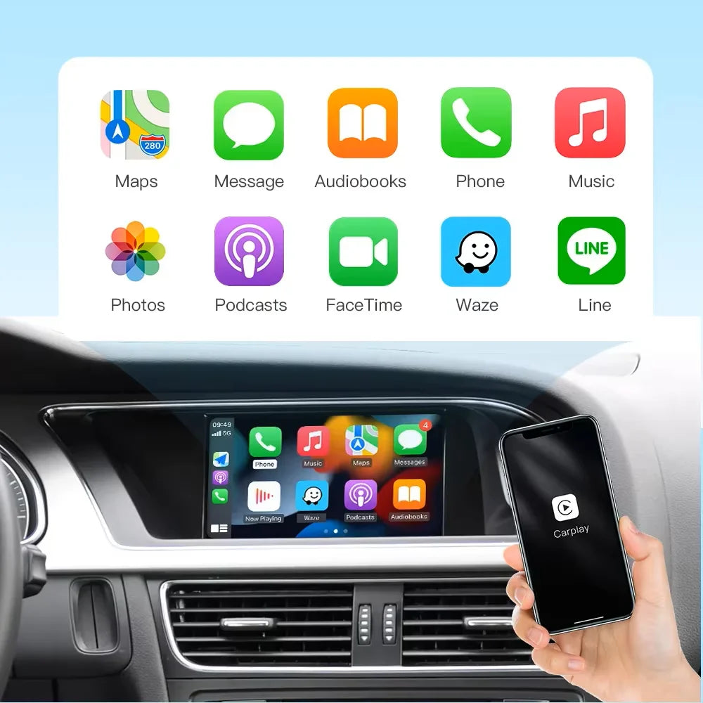 AUTOABC Wireless CarPlay auto Android interface for Audi A4 B8 A5 Q5 2009-2015 with play f