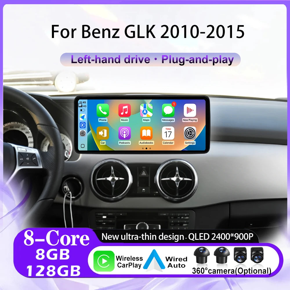 Android 16 For Benz GLK 2010-2015 Car Radio GPS Naviqation Auto Wireless CarPlay Lntellige