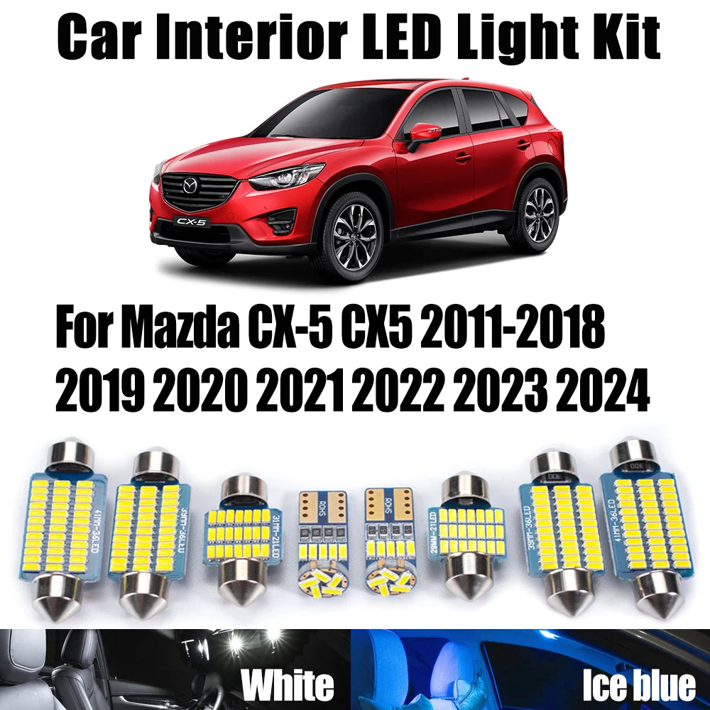 11-Piece LED Interior Light Kit for Mazda CX5 2011-2019 - Canbus Error-Free Interior Bulbs