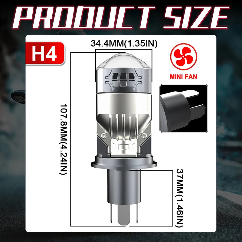 5200W H4 Bi LED Mini Projector Lens Canbus 5500000LM 1:1 Wireless Plug&Play Car Headlight