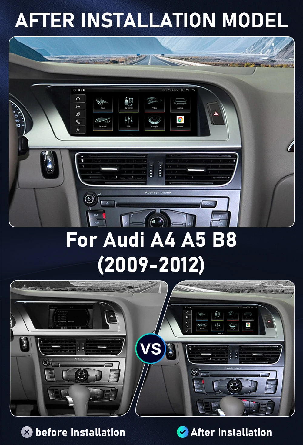 Android 14 For Audi A4 A5 B8 2009 2010-2012 Car Radio Multimedia Player Auto Carplay Stere