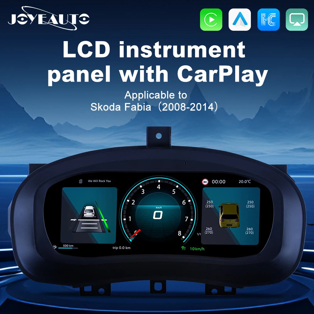 10" LCD Digital Instrument Cluster for 2008-2014 Volkswagen Skoda Fabia Dashboard Odometer Speedometer VirtualCluster Ca