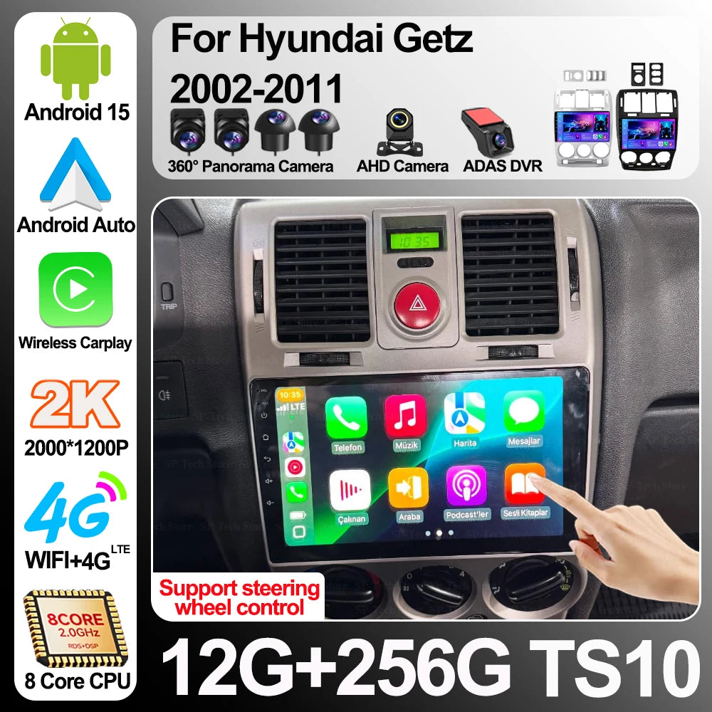 Android 16 Car Radio For Hyundai Getz 2002-2011 Carplay Gps navigation Video 2din Stereo H | AUTOKITSHOP