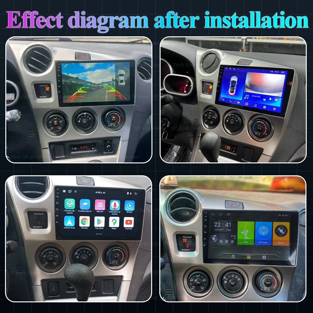 Android 16 Carplay Auto Car Radio For Toyota Matrix 2 E140 2008 2009 2010 2011 2012 2013 2 | AUTOKITSHOP