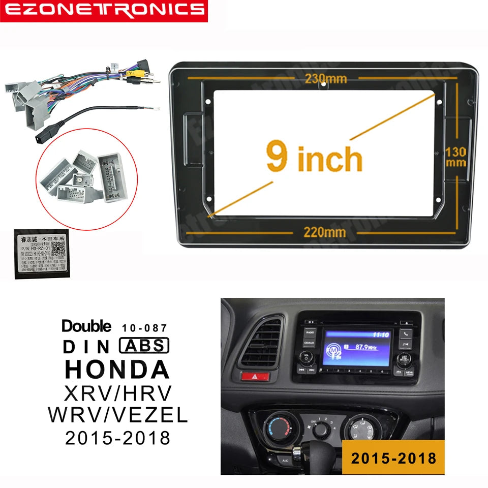 1/2Din Car DVD Frame Audio Fitting Adaptor Dash Trim Kits Facia Panel 9inch For Honda XRV/