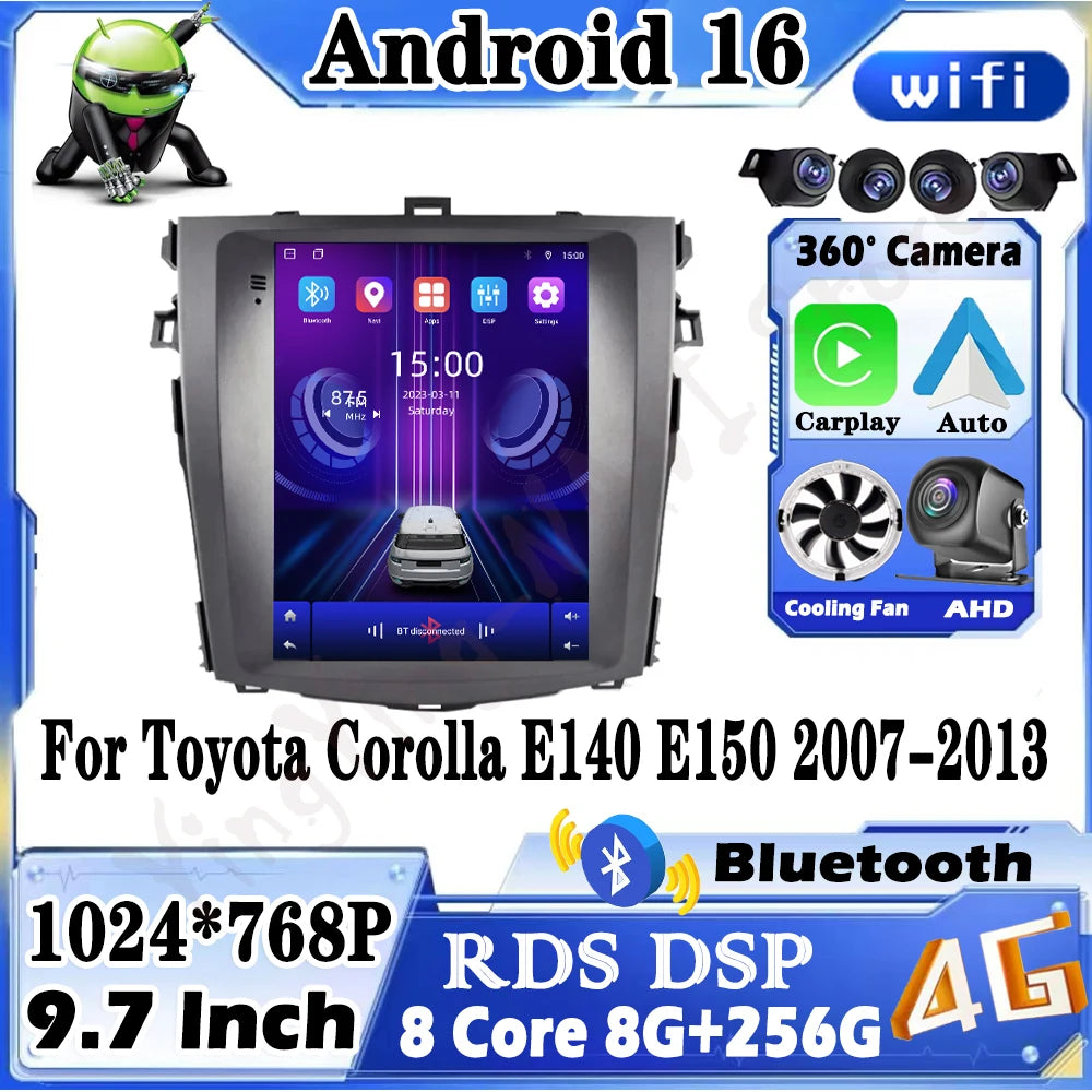 For Toyota Corolla E140 E150 2007-2013 Wireless Carplay Car Radio Multimedia Player GPS Na