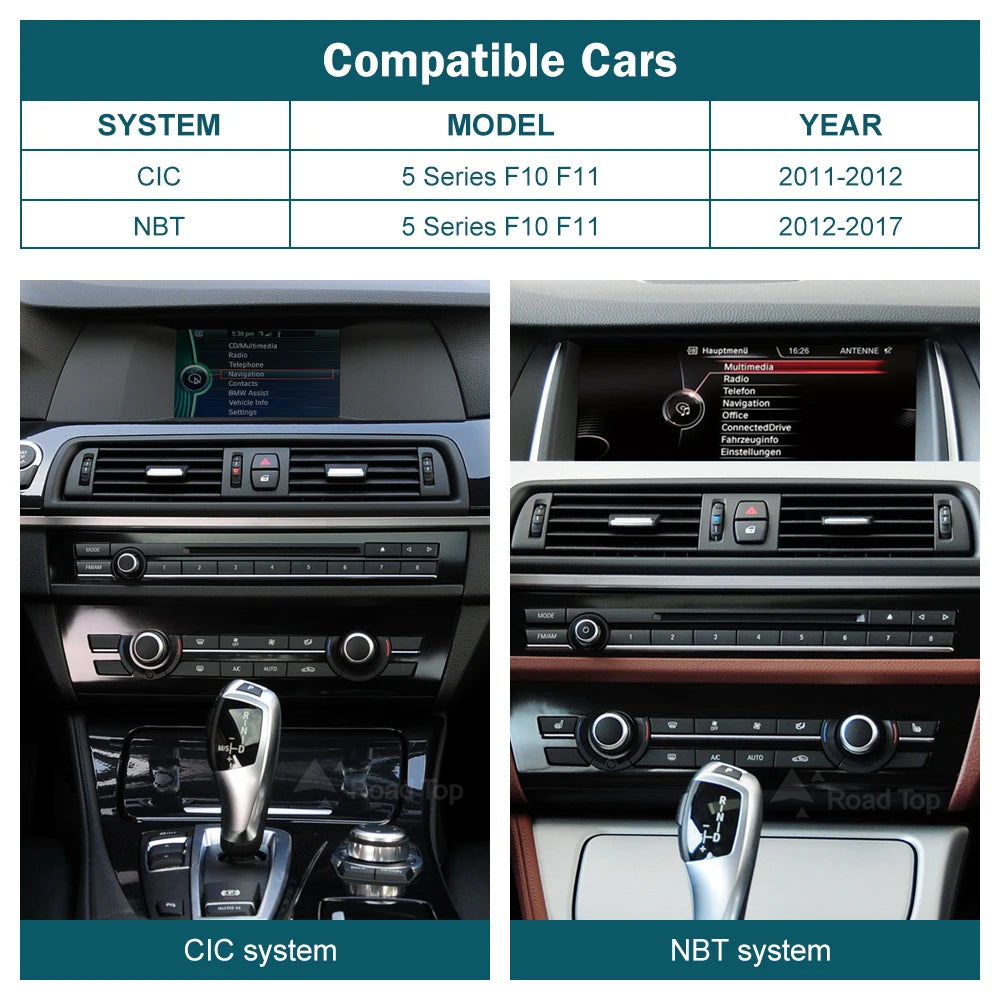CN RoadTop For BMW Series 5 F10 F11 2011-2017 Wireless CarPlay Android Auto Multimedia Rad