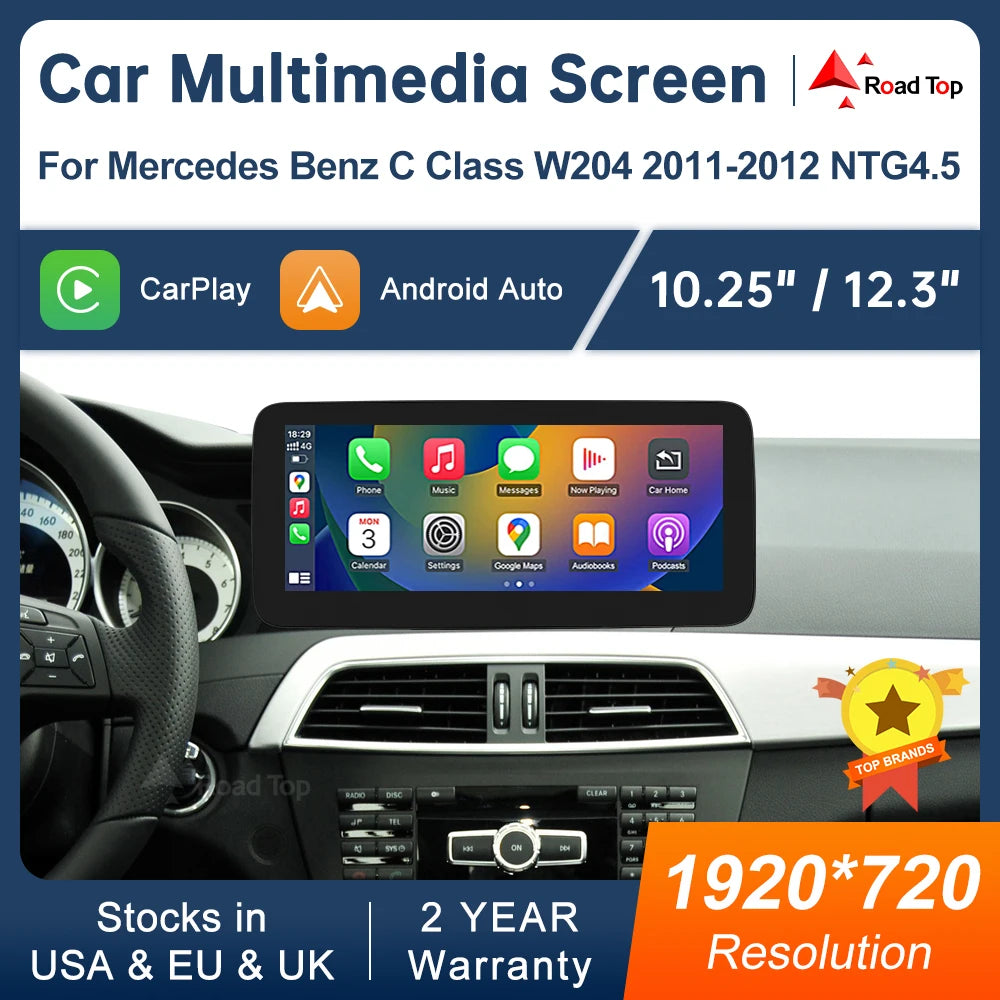 CN 10.25 12.3'' Multimedia Display For Benz C Class W204 2011-2012 NTG4.5 Touch Screen Wir | AUTOKITSHOP
