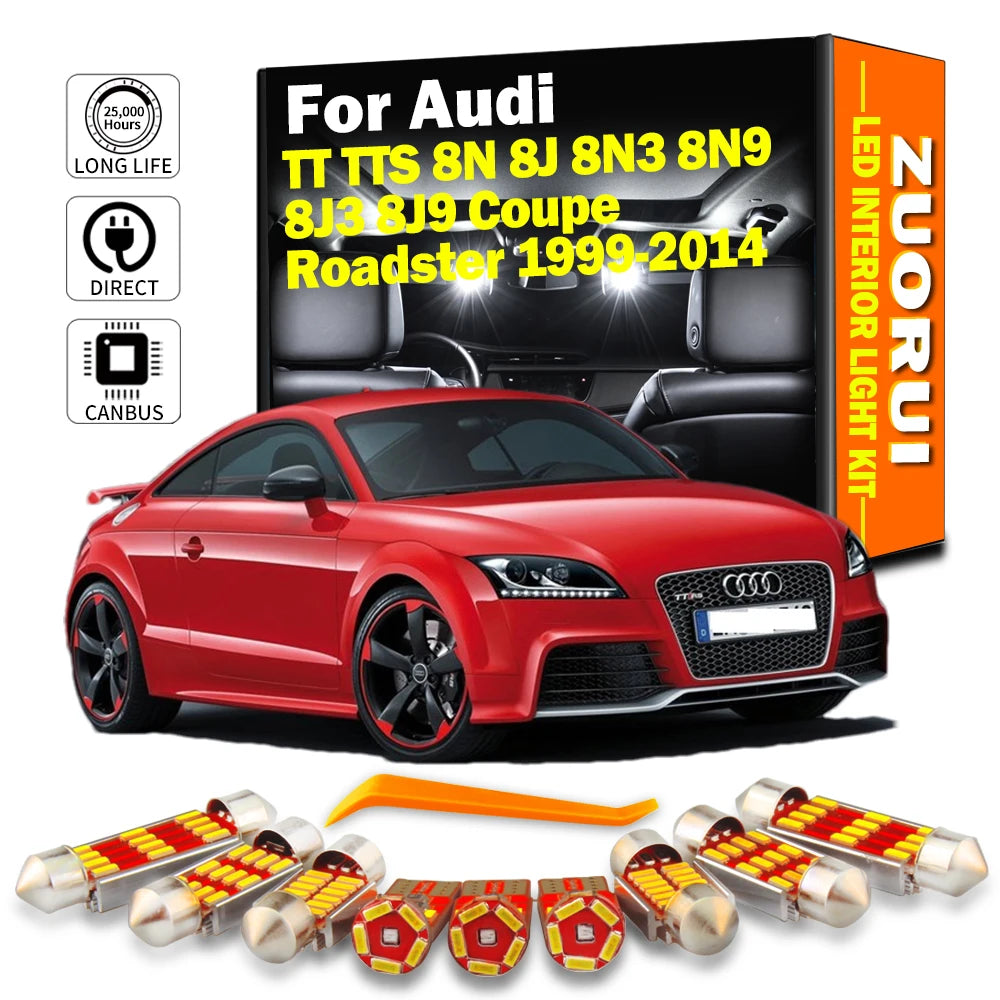 LED Interior Light Kit for Audi TT TTS 8N 8J 8N3 8N9 8J3 8J9 Coupe Roadster 1999-2014 - Canbus Dome Map Door Trunk Bu...