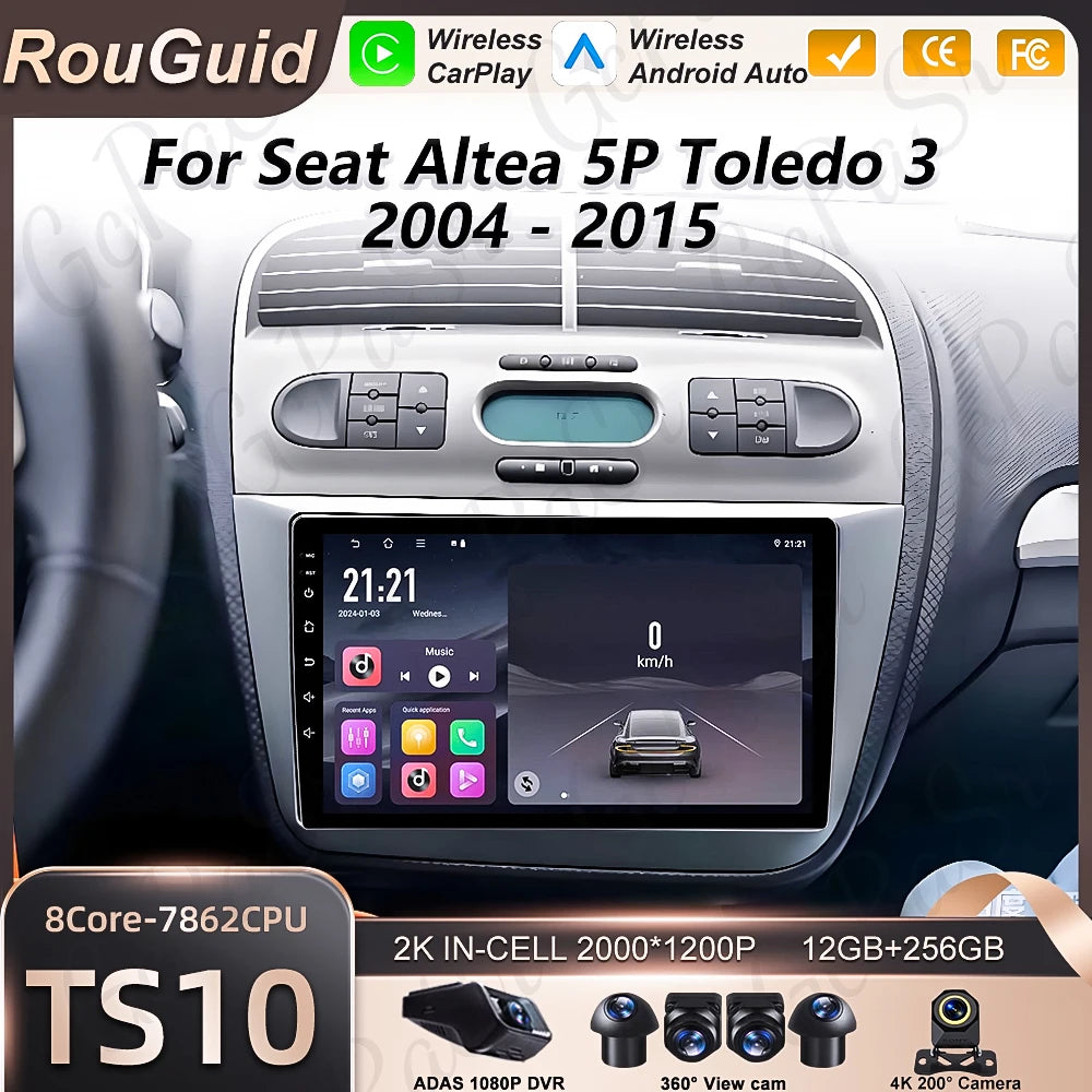 Android 16 Car Radio Carplay For Seat Altea 5P Toledo 3 2004 - 2015 Auto Multimedia Player | AUTOKITSHOP