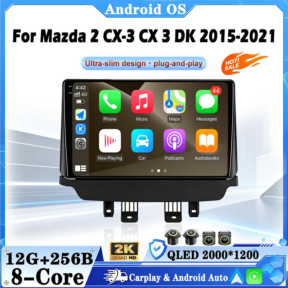 For Mazda 2 CX-3 CX 3 DK 2015-2021 Android 16 Car Multimedia Radio Video Player Android 16