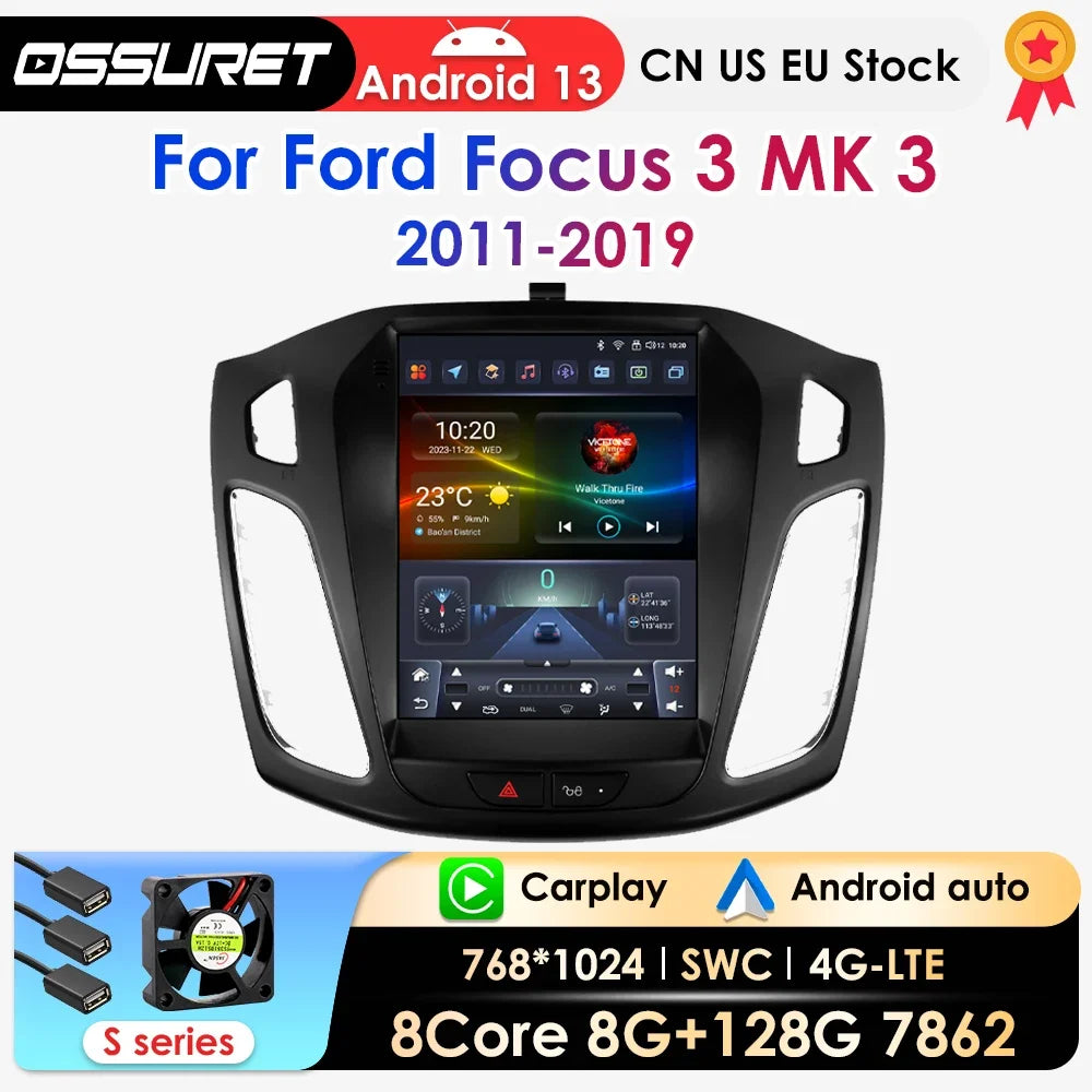 Android13 Car Radio Multimedia Video Player For Ford Focus 3 MK 3 2011-2019 Tesla Style An