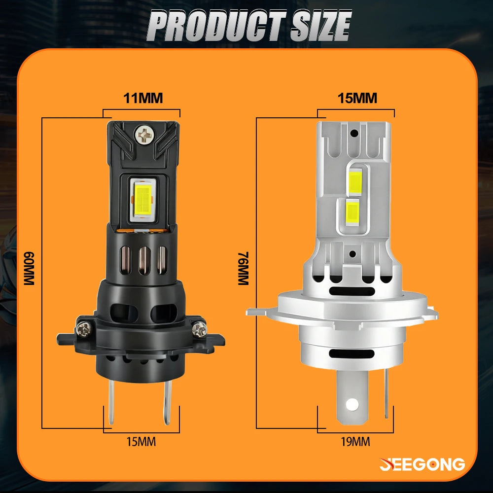H7 H4 LED Car Headlight Bulb Canbus H7 1000W Led Light for Car Turbo LED Mini HeadLamp Siz