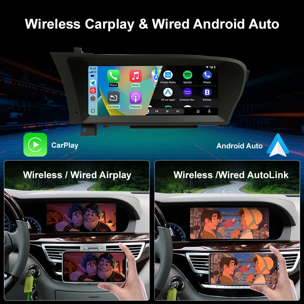 10.25‘’ Wireless CarPlay Android Auto For Mercedes Benz S Class W221 W216 NTG3.0/3.5 Linux