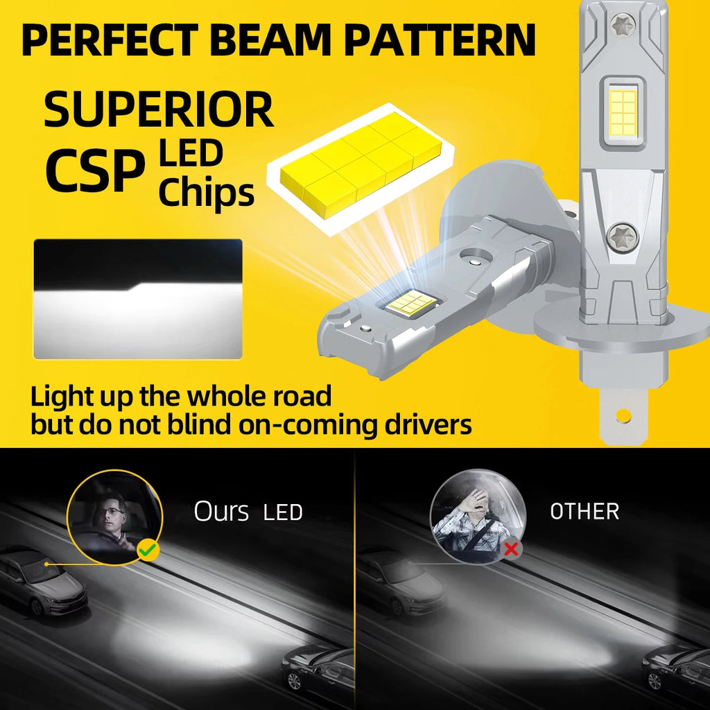 2/4Pcs H1 Car LED Headlight Bulbs 30000LM 6000K Auto H11Fog Lamp For FIAT BRAVO 2 2007 200