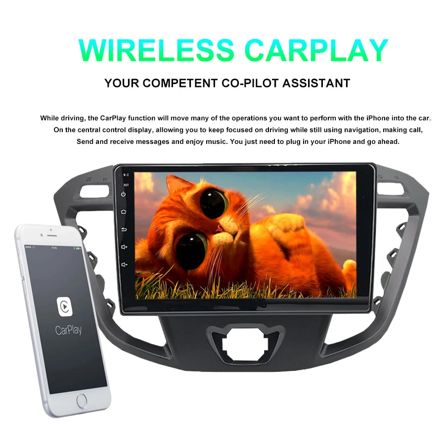 10.1Inch Car Radio Android 14 For Ford Transit Custom 2014 Super Slim Touch Screen Stereo