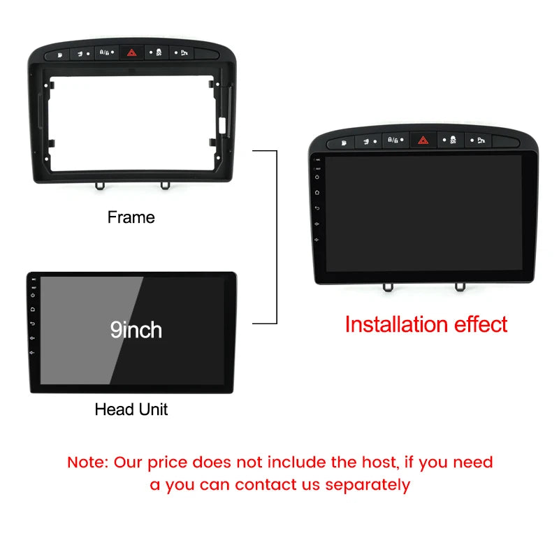 Car Radio Stereo Frame 9inch for PEUGEOT 308 408 2008-16 Audio Fitting Adaptor Dash Trim F | AUTOKITSHOP