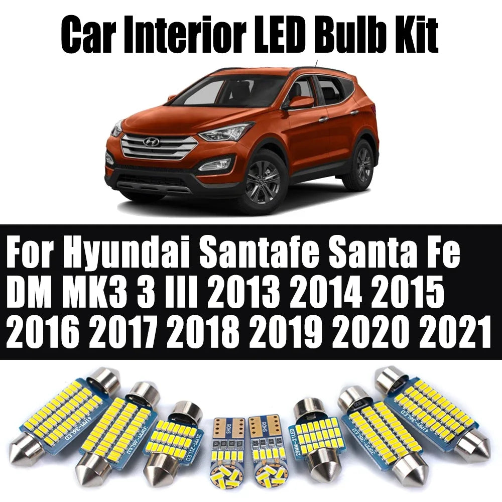 11-Piece LED Interior Light Kit for Hyundai Santafe Santa Fe DM MK3 3 III - Canbus Error-Free Bulbs | AUTOKITSHOP