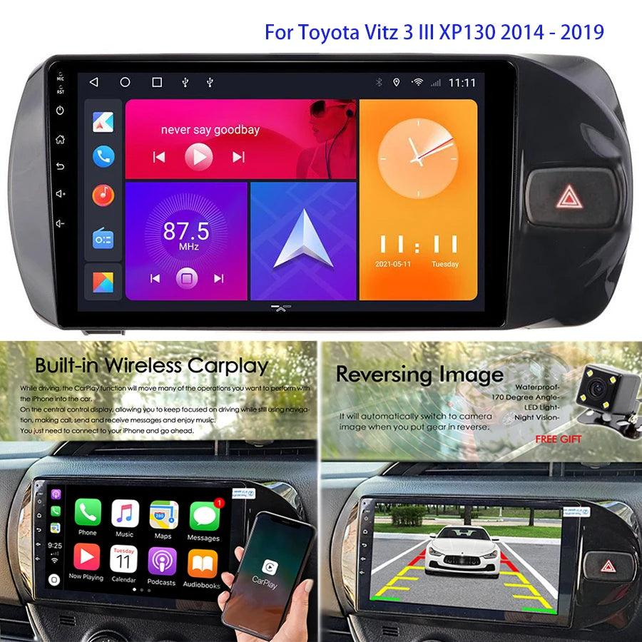 AI Voice Android14 Big Screen Car Video Player Radio Upgrade For Toyota Vitz 3 III XP130 1