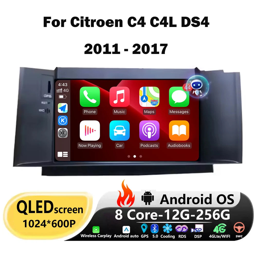 Android Auto Wireless Carplay For Citroen C4 C4L DS4 2011-2017 Car Radio Multimedia player