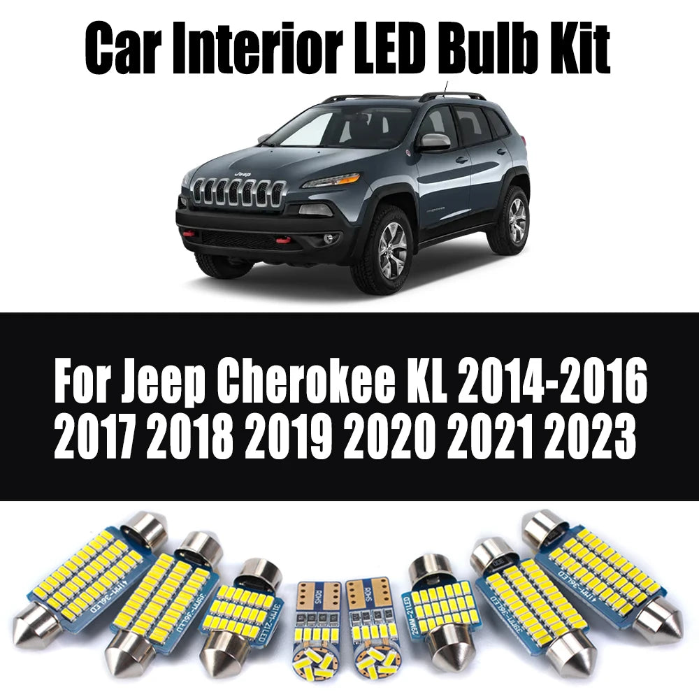 16-Piece LED Interior Light Kit for Jeep Cherokee KL 2014- 2020 - Canbus Dome Map Door Trunk Bulbs | AUTOKITSHOP