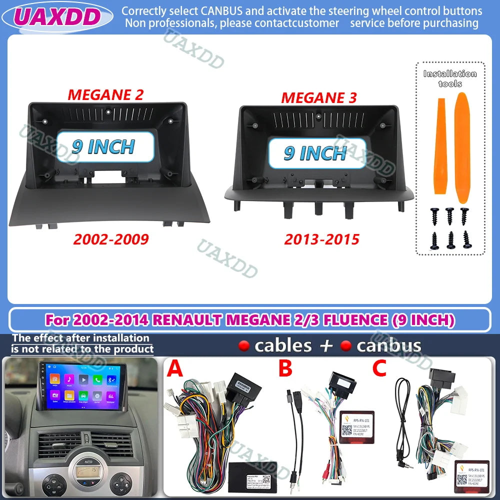 9 inch Car radio Frame Fascia For RENAULT Megane 3 2 2002-2014 FLUENCE Panel CD Dashboard