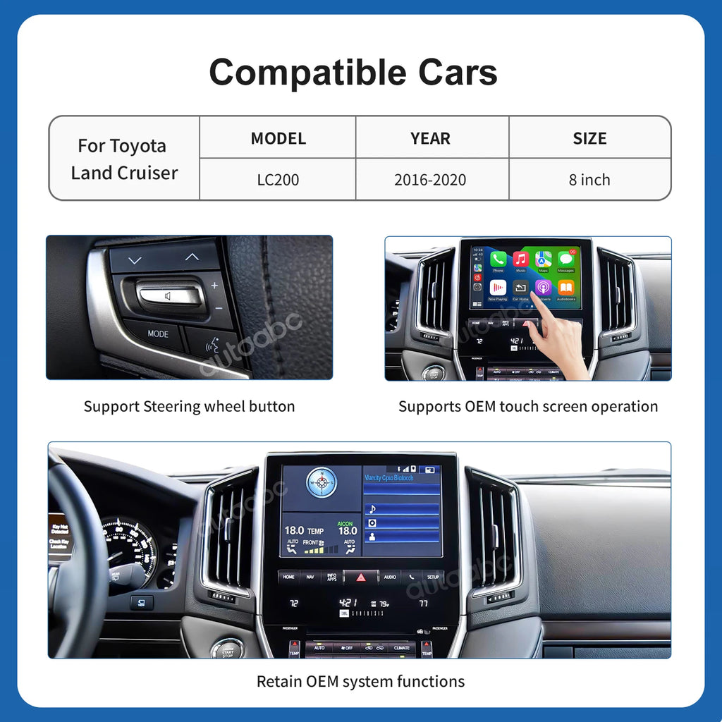 Wireless Apple CarPlay Android Auto Interface For Toyota Land Cruiser 200 LC200 2016-2020  | AUTOKITSHOP