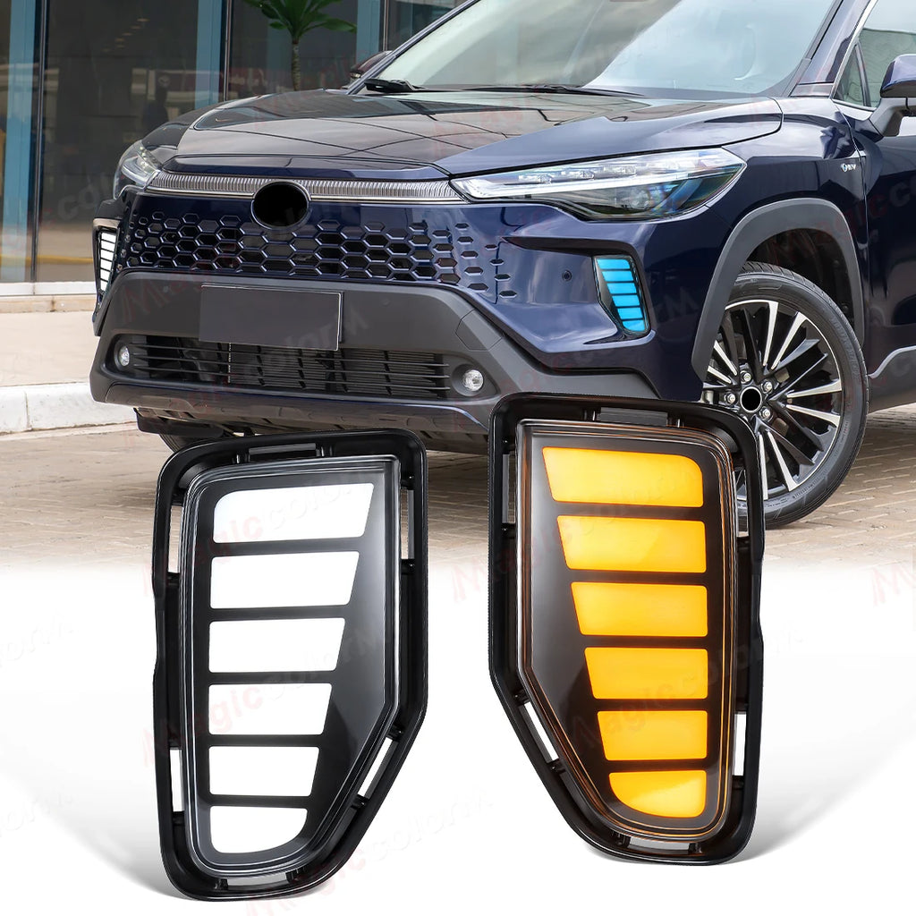 DRL For Toyota Corolla Cross 2024 2025 LED Daytime Running Lights Turn Signal Fog Lamps Fr | AUTOKITSHOP