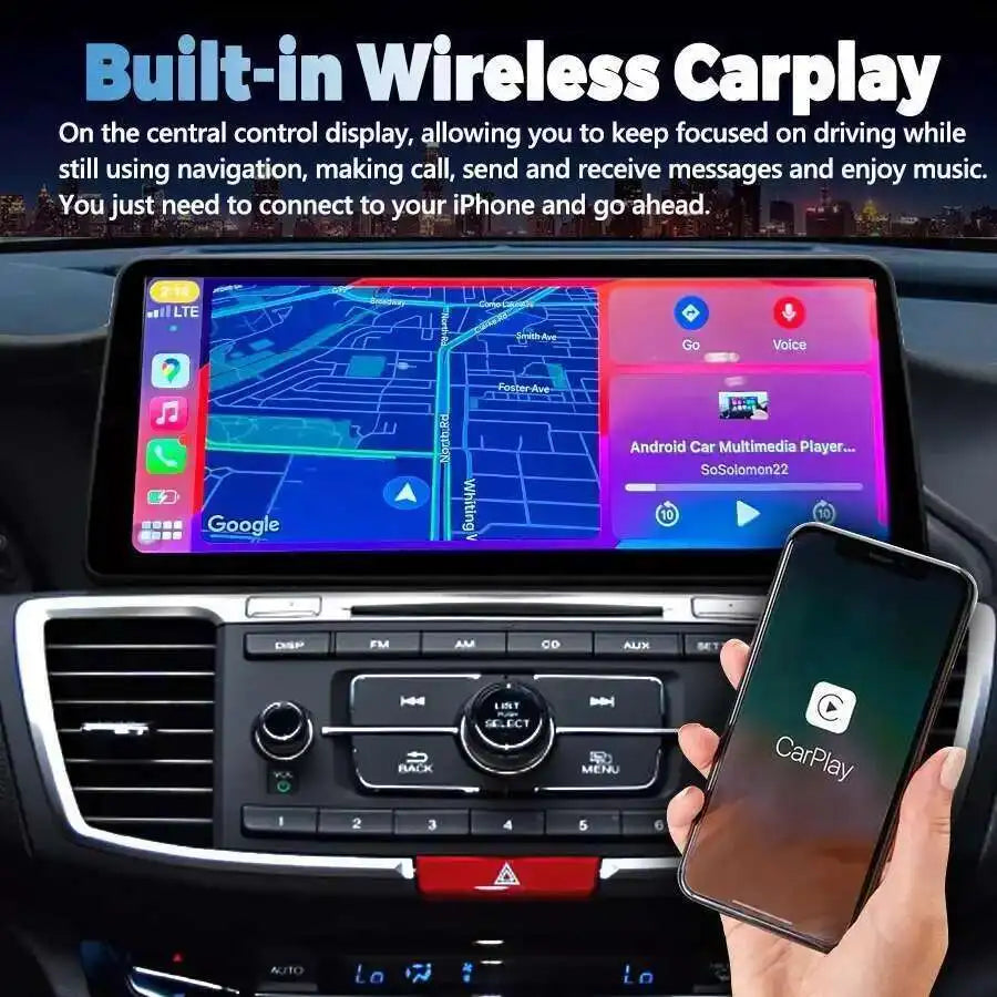 NaviRider 12.3" Android 14 Screen For Honda Accord 9 2013-2018 Navig Car Multimedia Video