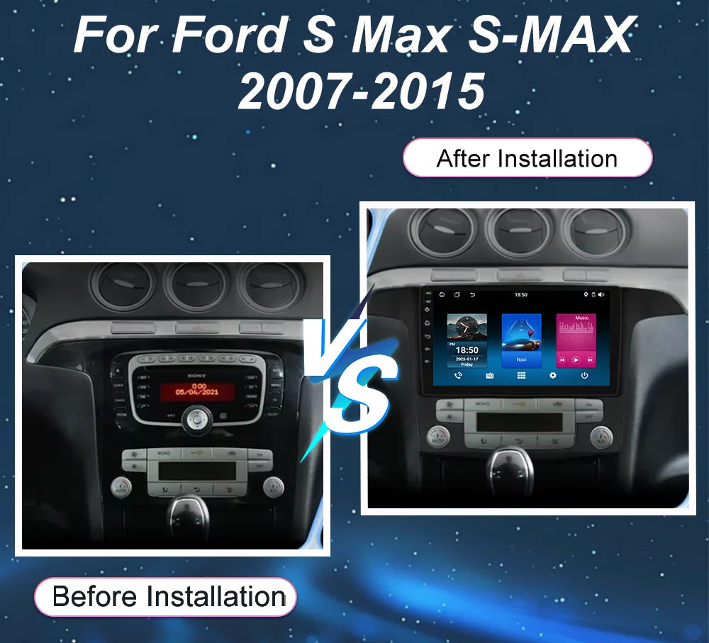 Android 15 For Ford S Max S-MAX 2007-2015 Auto Radio Stereo Multimedia Player No 2 din Wir