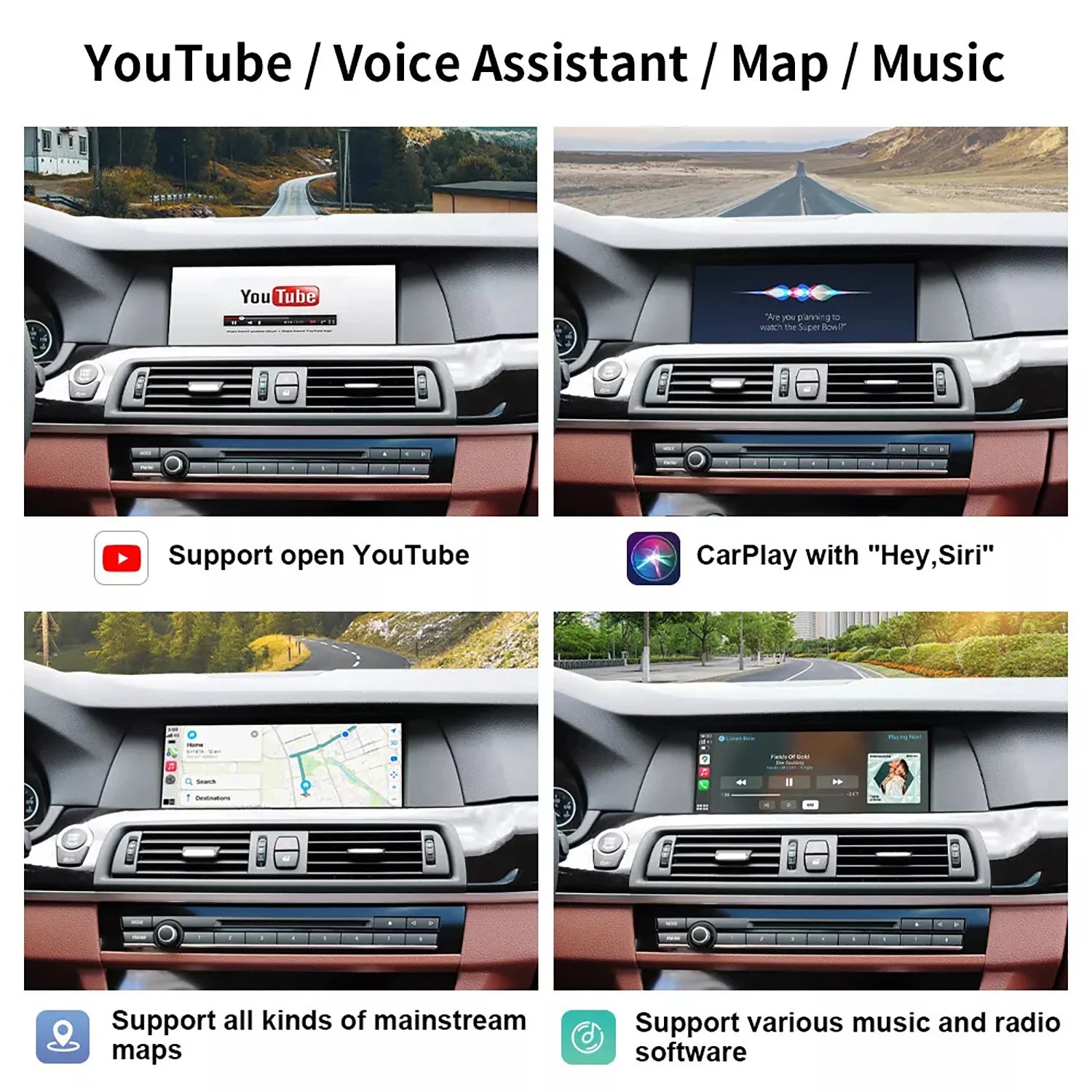Wireless CarPlay Support Wireless/ Wired Android IOS For BMW CIC System Car 5 7 Series F10
