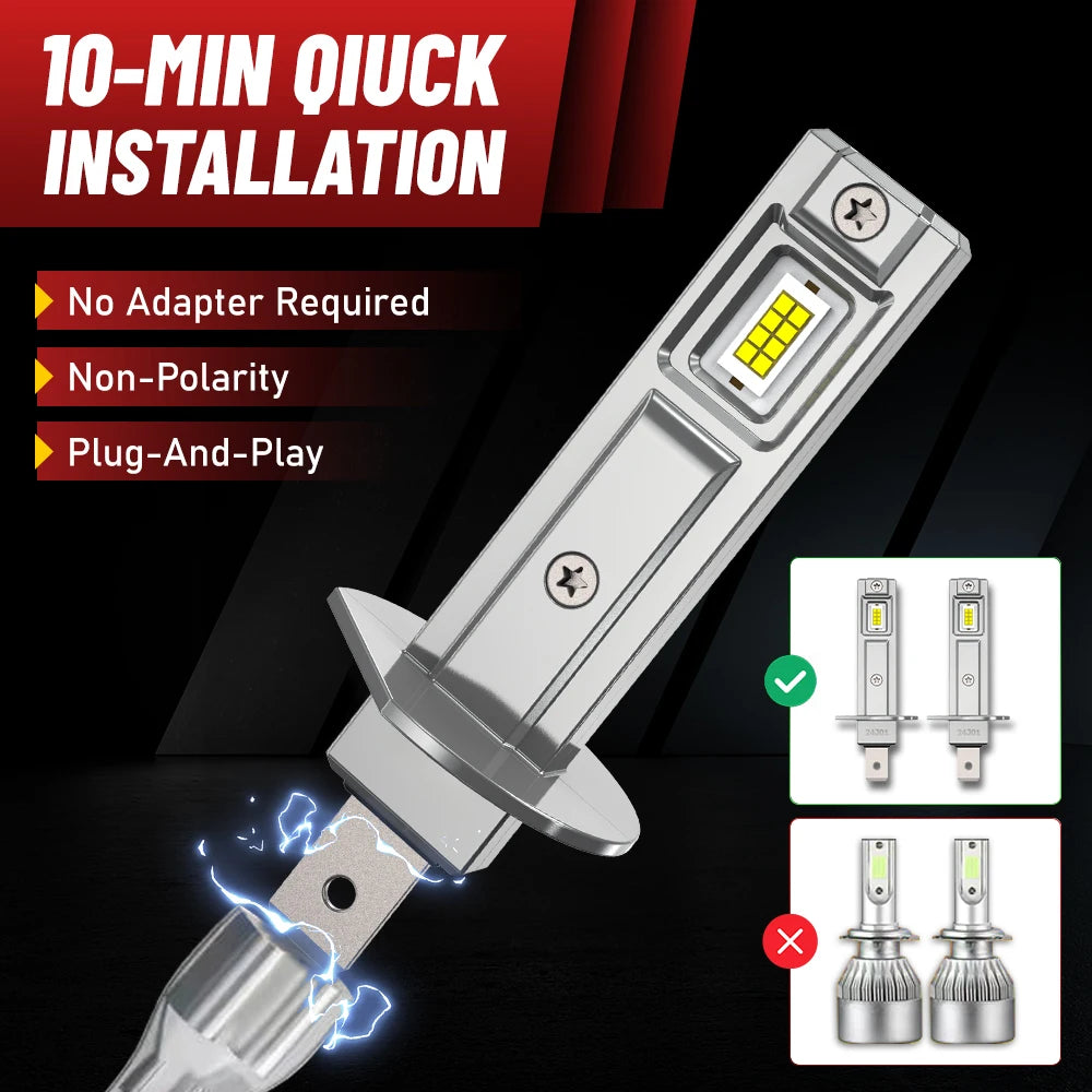 H1 LED Headlights 3800000LM 6000K 2800W 16PCS 7585 CSP High Low Beam Turbo Auto Light 1:1