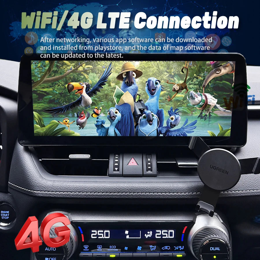 12.3inch Android 14 Screen For Toyota RAV4 XA50 2018 2019 2020 2021 2022 2023 GPS Carplay
