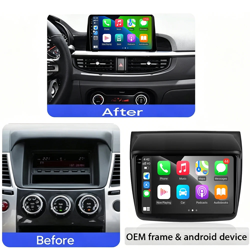 Wireless Carplay Android Auto For Mitsubishi Pajero Sport 2 L200 Triton 2008-2016 Multimed