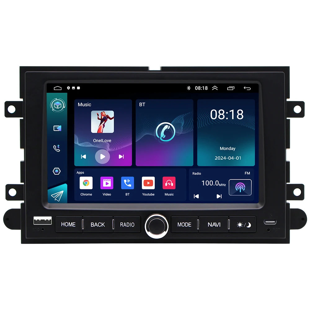 7" Android Car Radio GPS Type-C Wireless CarPlay Android Auto for Ford Mustang 2005-2009 - Bluetooth Steering Control