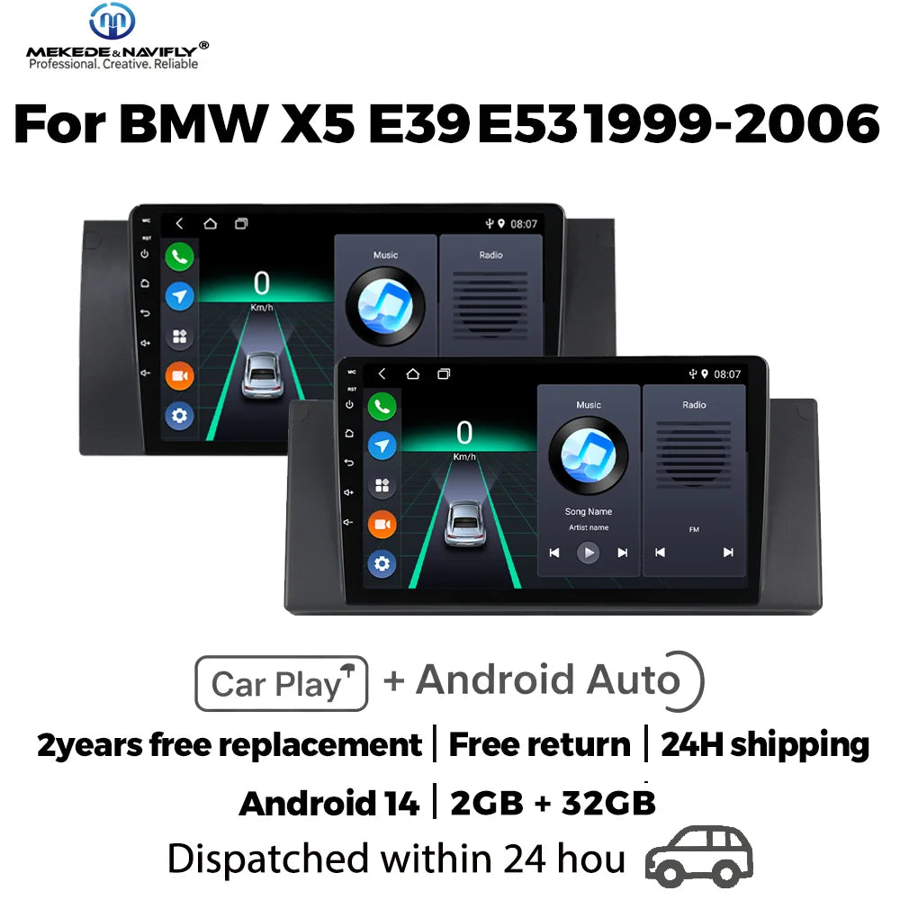 IPS Touch screen 9inch Car Radio For BMW 5 E39 E53 X5 1995-2006 Wireless Carplay Android A