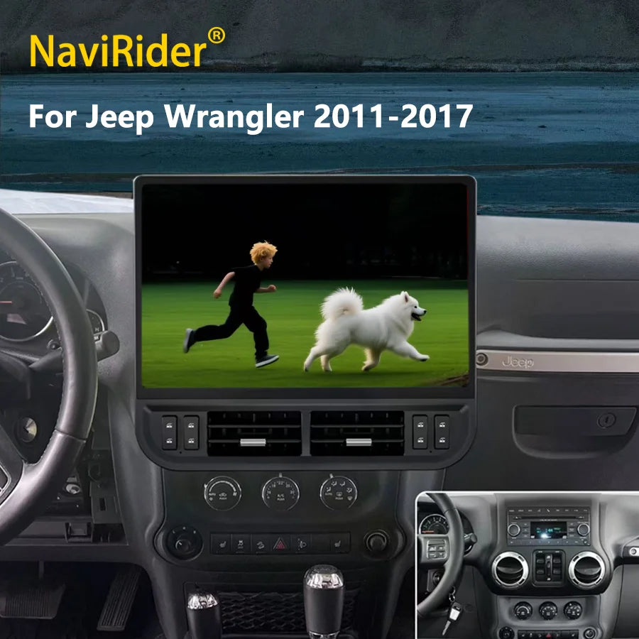 16.8" Touch Screen Multimedia Video Player For Jeep Wrangler 2011-2017 Android Carplay Car | AUTOKITSHOP