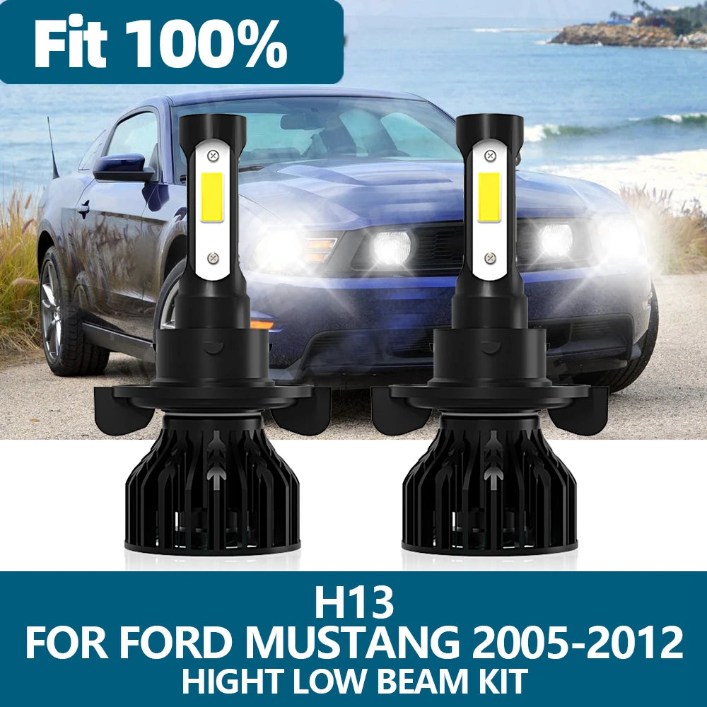 LED Headlight H13 9008 Car Light 6000K High Low Beam Bulbs Kit For Ford Mustang 2005 2006