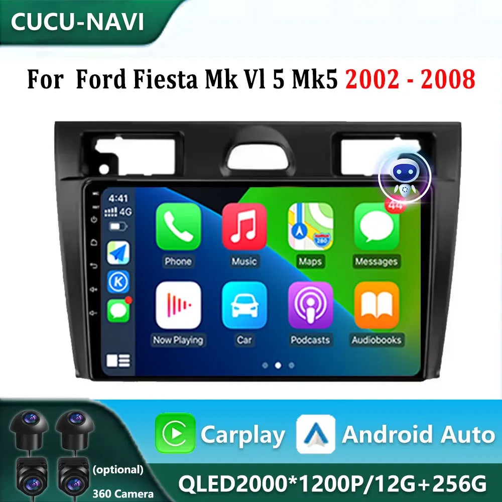 QLED Screen 9 inch Android Car Radio Video Multimedia Player For Ford Fiesta Mk Vl 5 Mk5 2 | AUTOKITSHOP