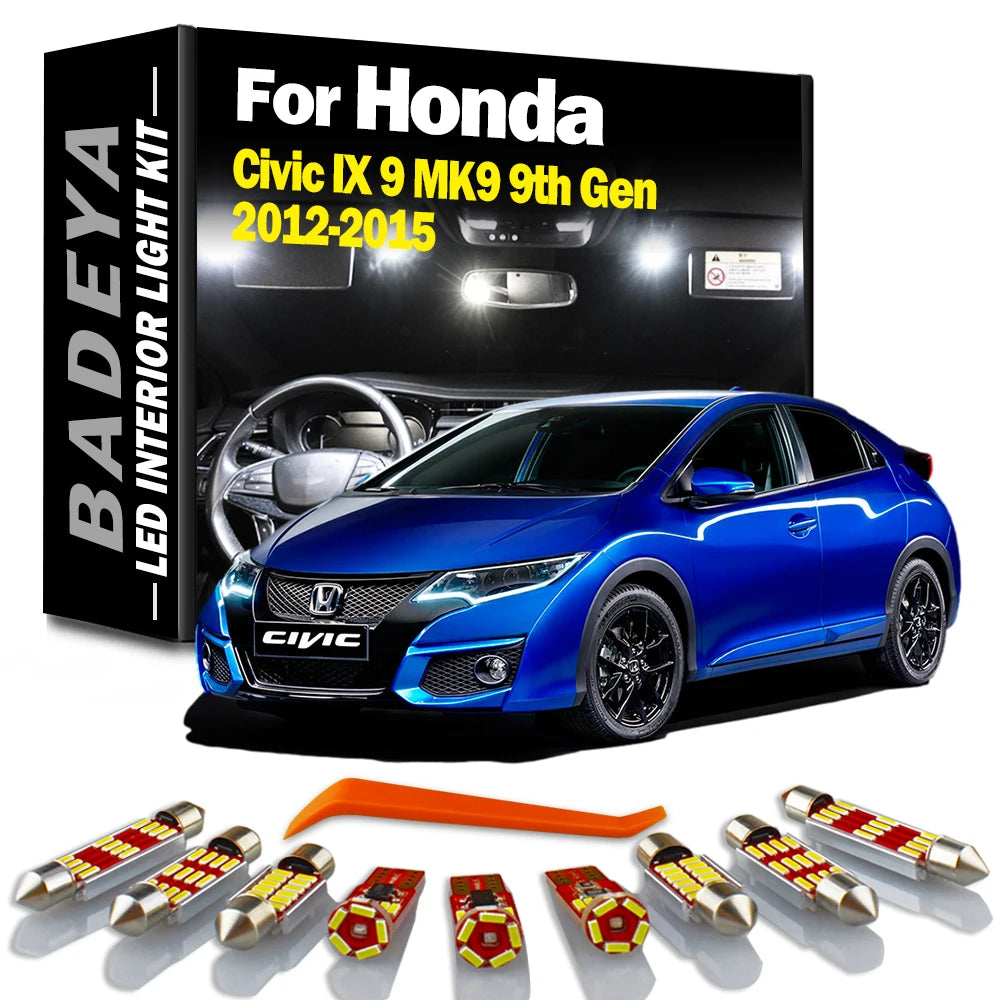 11-Piece LED Interior Light Kit for Honda Civic MK9 - Canbus Error-Free Interior Bulbs