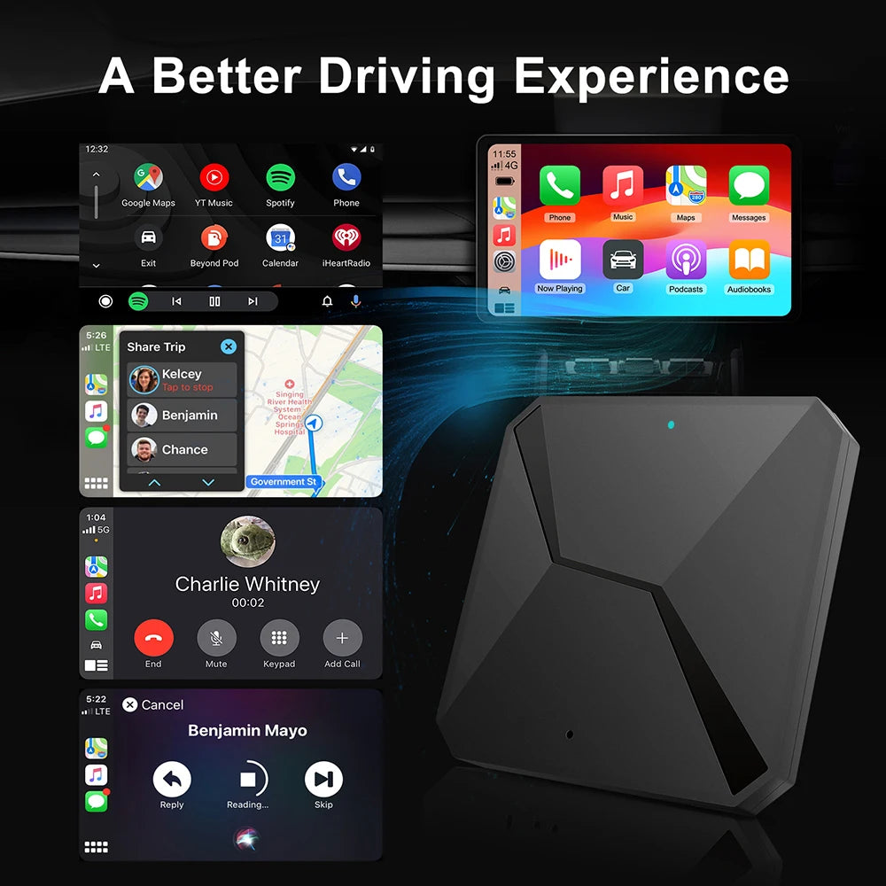 2in1 Wireless CarPlay Adapter Wireless Android Auto Dongle Smart Mini Box Plug And Play Wi