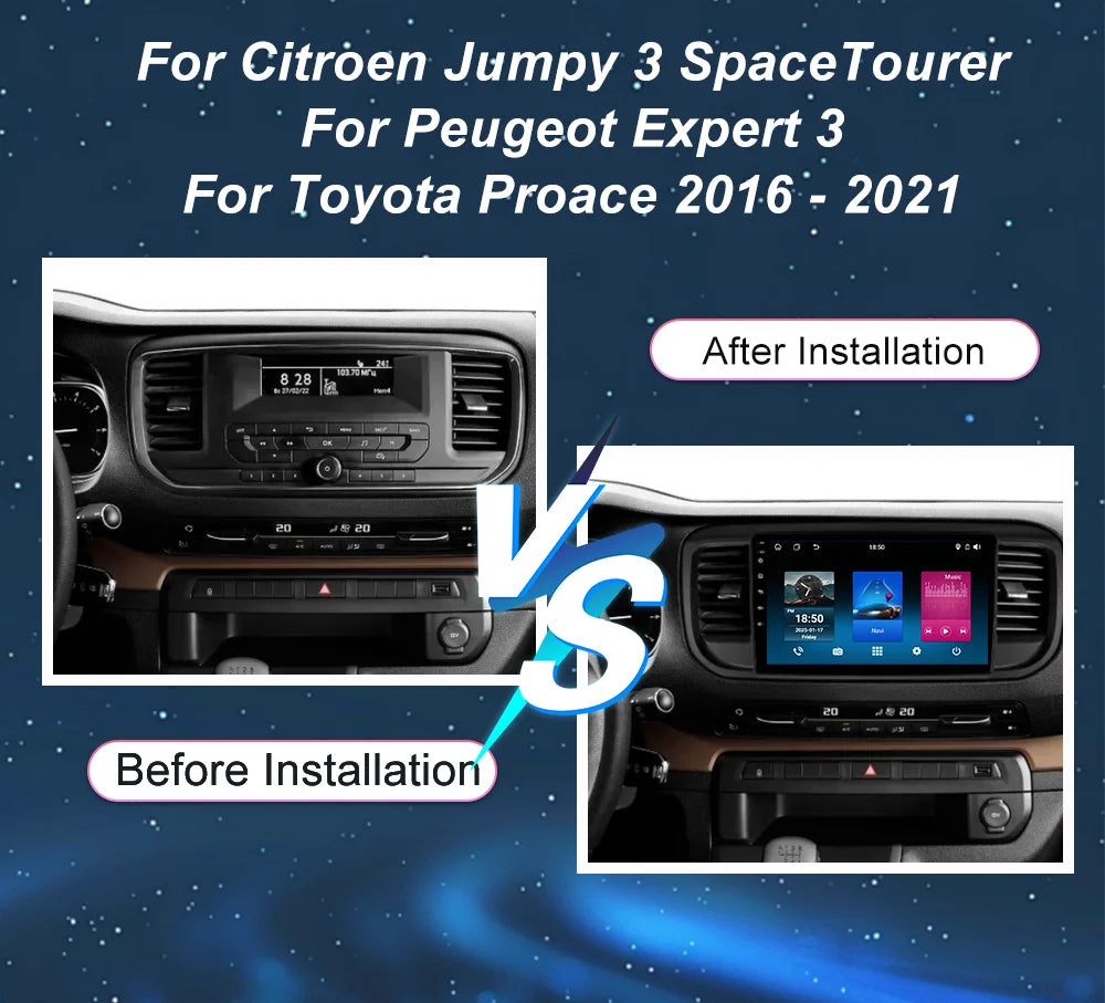 Car Radio For Citroen Jumpy 3 SpaceTourer For Peugeot Expert 3 For Toyota Proace 2016 - 20