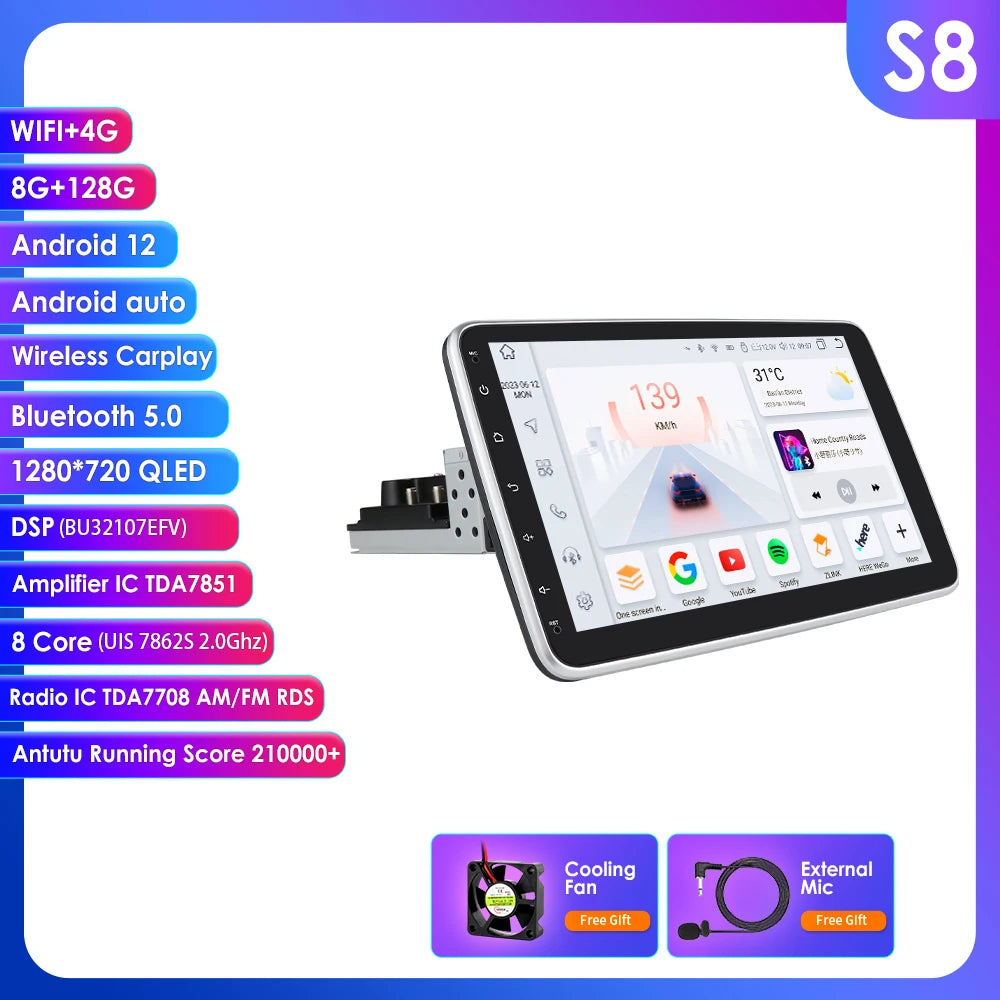 7862 DSP Carplay Android 1Din Universal Rotatable AutoRadio Multimedia Video Player Car Ra