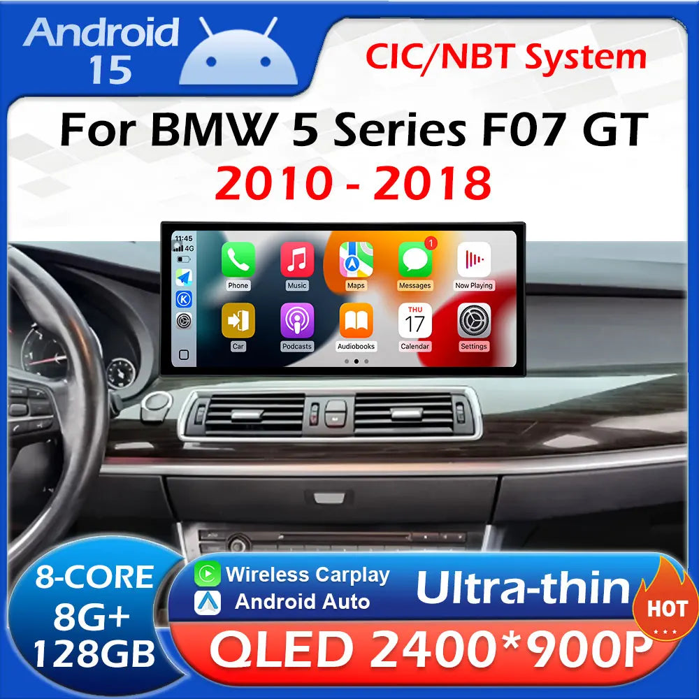 Android 15 for BMW 5 Series F07 GT 2010 2011 2012 2013 - 2018 CIC NBT System Carplay Car M | AUTOKITSHOP