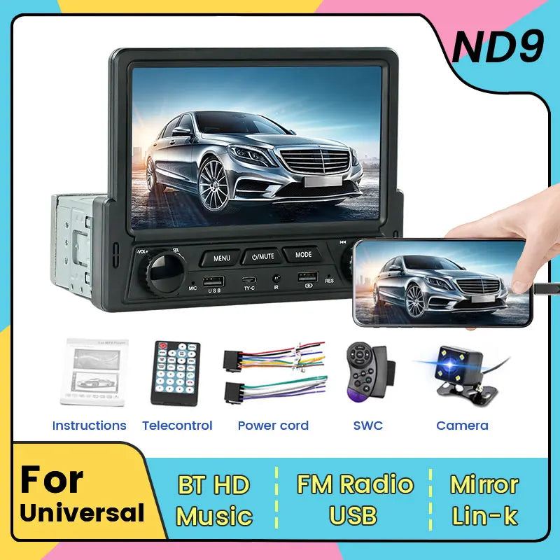 Car Stereo FM Radio 1 Din Universal Multimedia MP5 Player 7 Inch Touch Screen Mirror Link  | AUTOKITSHOP