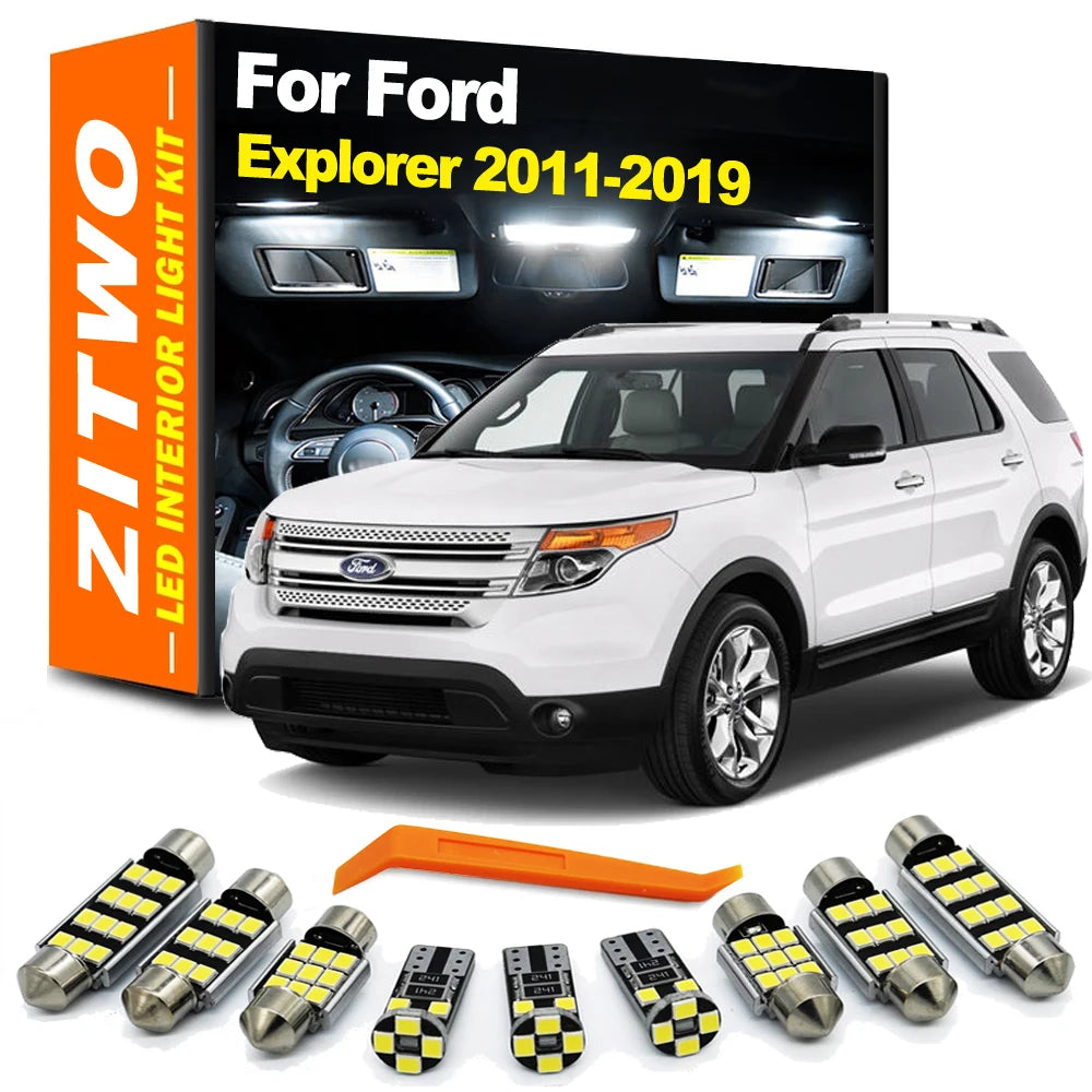 ZITWO 12Pcs LED Interior Dome Map Light Kit For Ford Explorer 2012 2013 2014 2015 2016 2017 2018 - Canbus LED Car Light